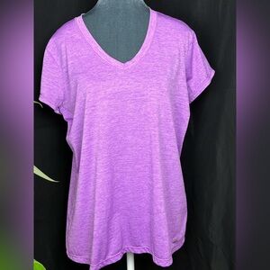 Xersion Women’s Heathered V-Neck Short Sleeve Performance Workout Shirt XL